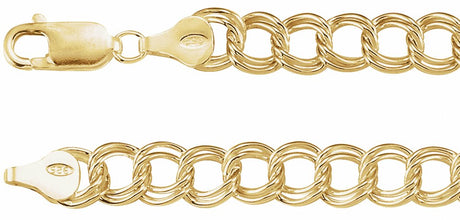 14K Yellow Gold-Filled 7 mm Double Link Curb 8" Chain