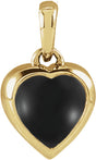 14K Yellow Gold Natural Black Onyx Cabochon Heart Pendant