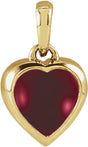 14K Yellow Gold Natural Mozambique Garnet Cabochon Heart Pendant