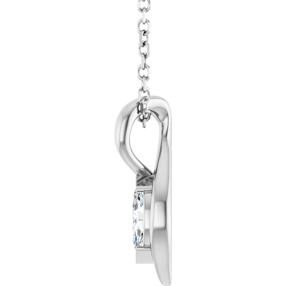 14K White Gold 1/6 CT Natural Diamond Freeform 18" Necklace