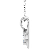 14K White Gold 1/6 CT Natural Diamond Freeform 18" Necklace