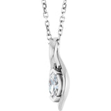 14K White Gold 1/6 CT Natural Diamond Freeform 18" Necklace