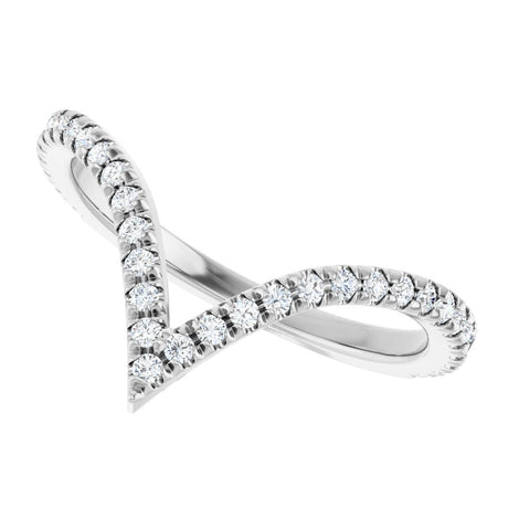 14K White Gold 1/4 CTW Natural Diamond French-Set Contour Band