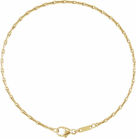 14K Yellow Gold 1.5 mm Barleycorn 7" Chain