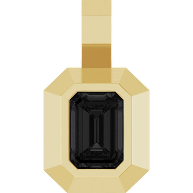 14K Yellow Gold Natural Black Onyx Pendant
