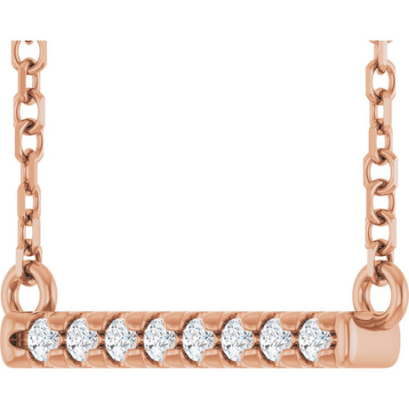 14K Rose Gold .06 CTW Lab-Grown Diamond Bar 16" Necklace