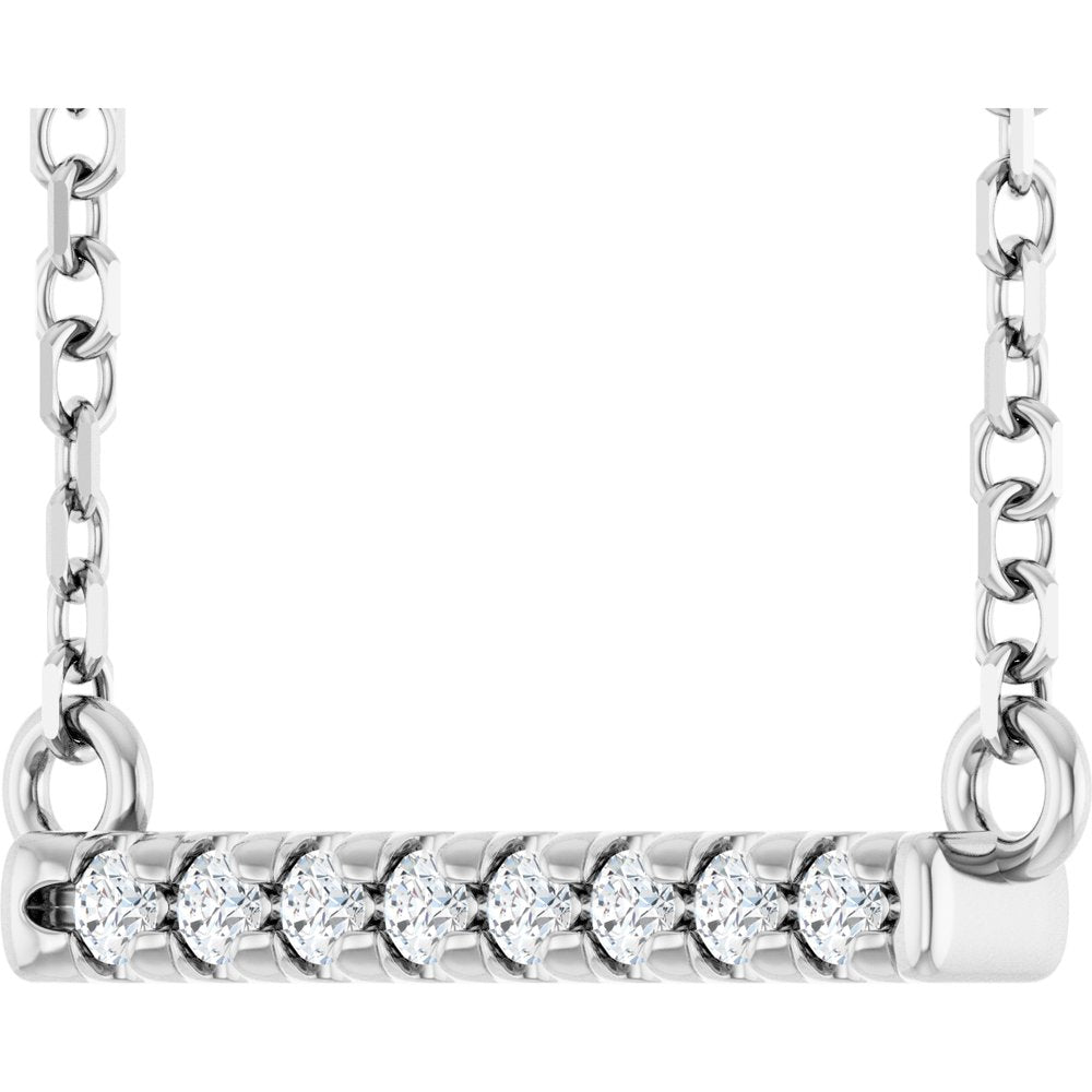 14K White Gold .06 CTW Lab-Grown Diamond Bar 16" Necklace
