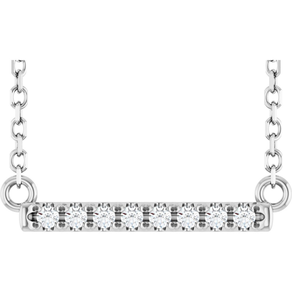 14K White Gold .06 CTW Lab-Grown Diamond Bar 16" Necklace