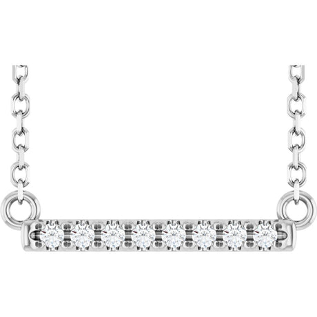 14K White Gold .06 CTW Lab-Grown Diamond Bar 16" Necklace