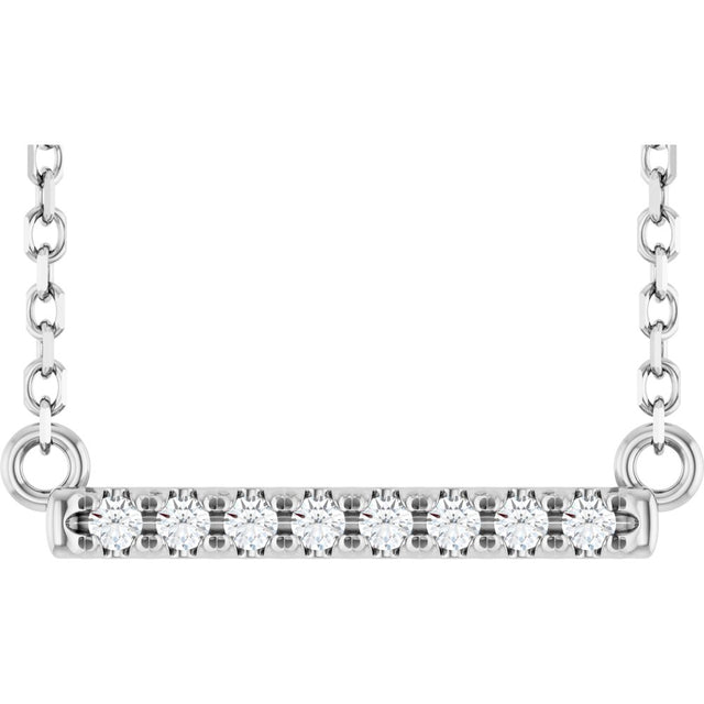 14K White Gold .06 CTW Lab-Grown Diamond Bar 16" Necklace