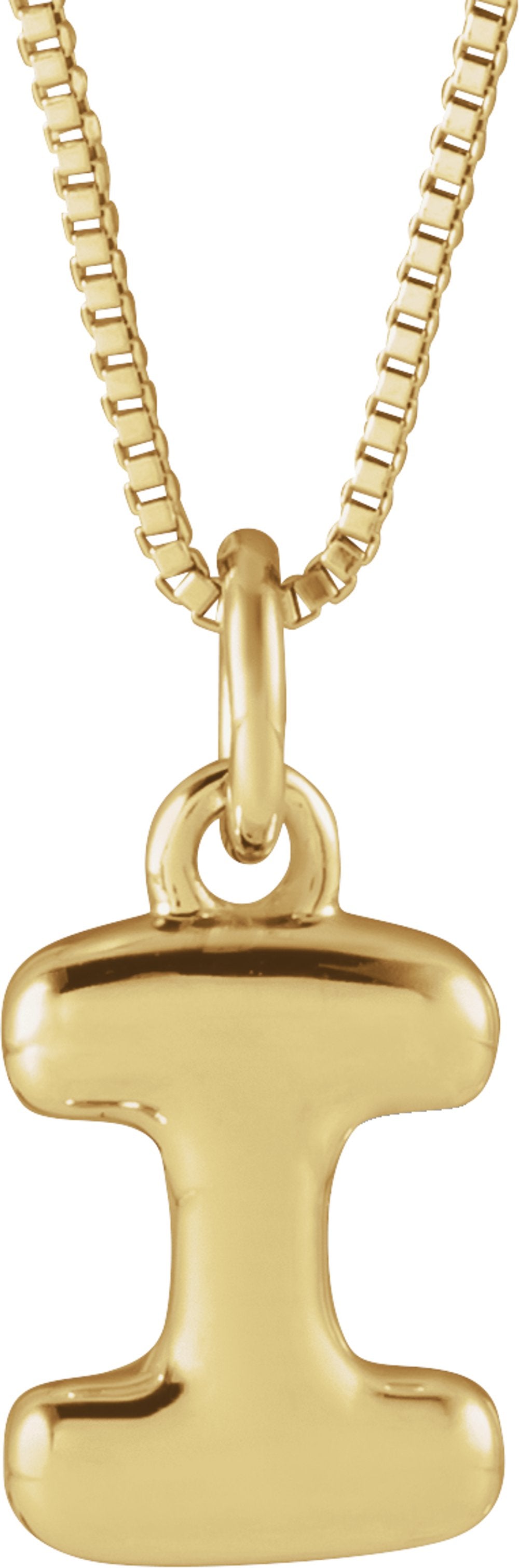 14K Yellow Gold Bubble Initial I 18" Necklace