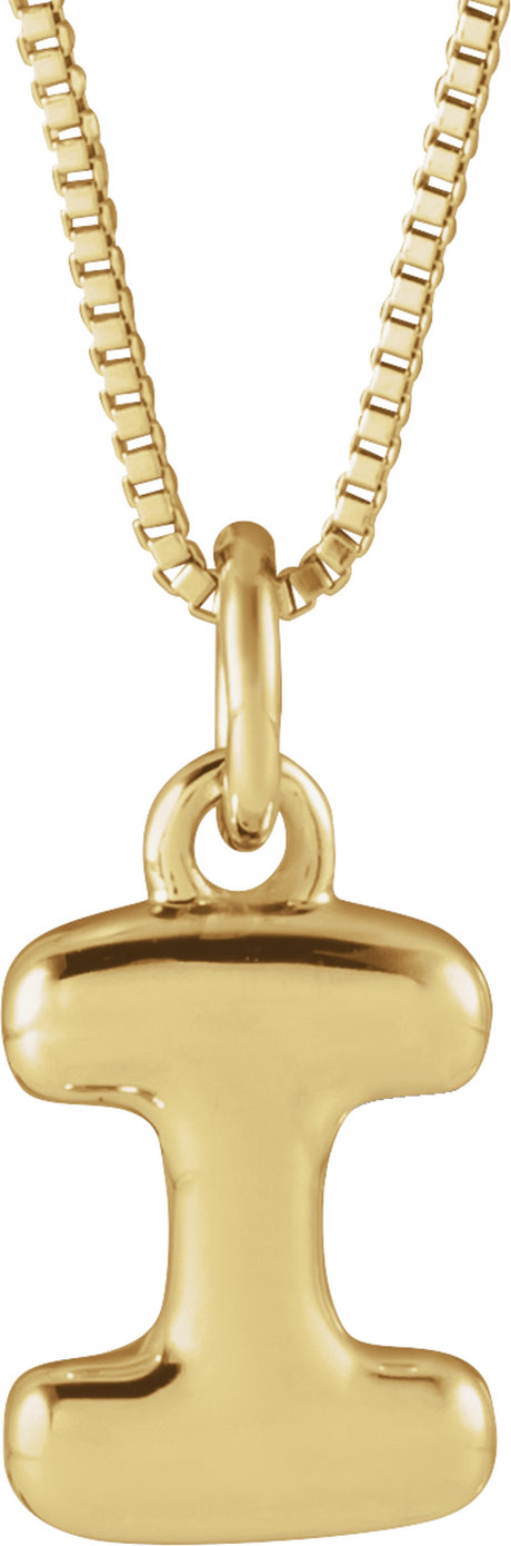 14K Yellow Gold Bubble Initial I 18" Necklace