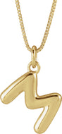 14K Yellow Gold Bubble Initial M 18" Necklace