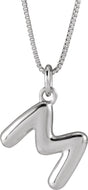 Sterling Silver Bubble Initial M 18" Necklace