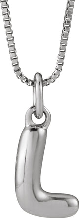 Sterling Silver Bubble Initial L 18" Necklace