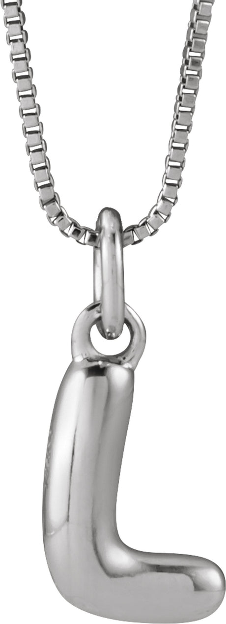 Sterling Silver Bubble Initial L 18" Necklace