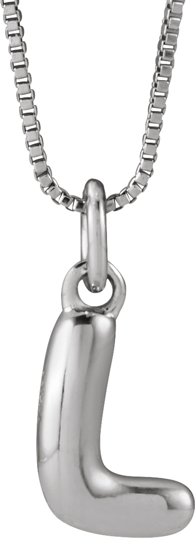 Sterling Silver Bubble Initial L 18" Necklace