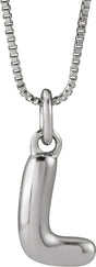 Sterling Silver Bubble Initial L 18" Necklace