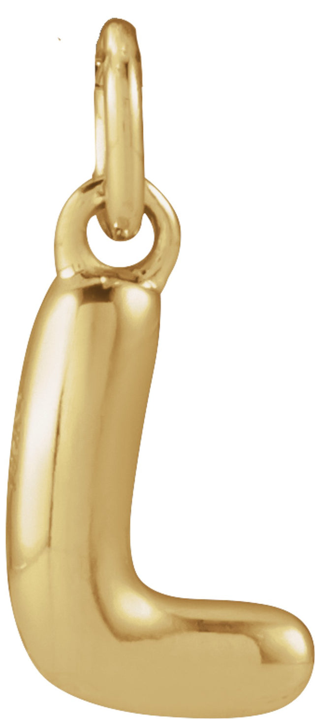 14K Yellow Gold Bubble Initial L Pendant