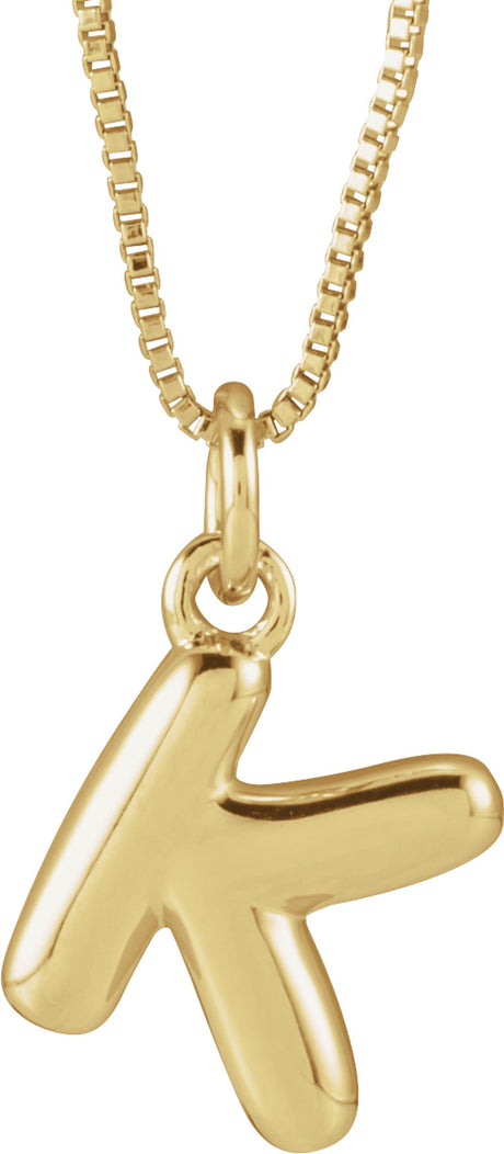 14K Yellow Gold Bubble Initial K 18" Necklace
