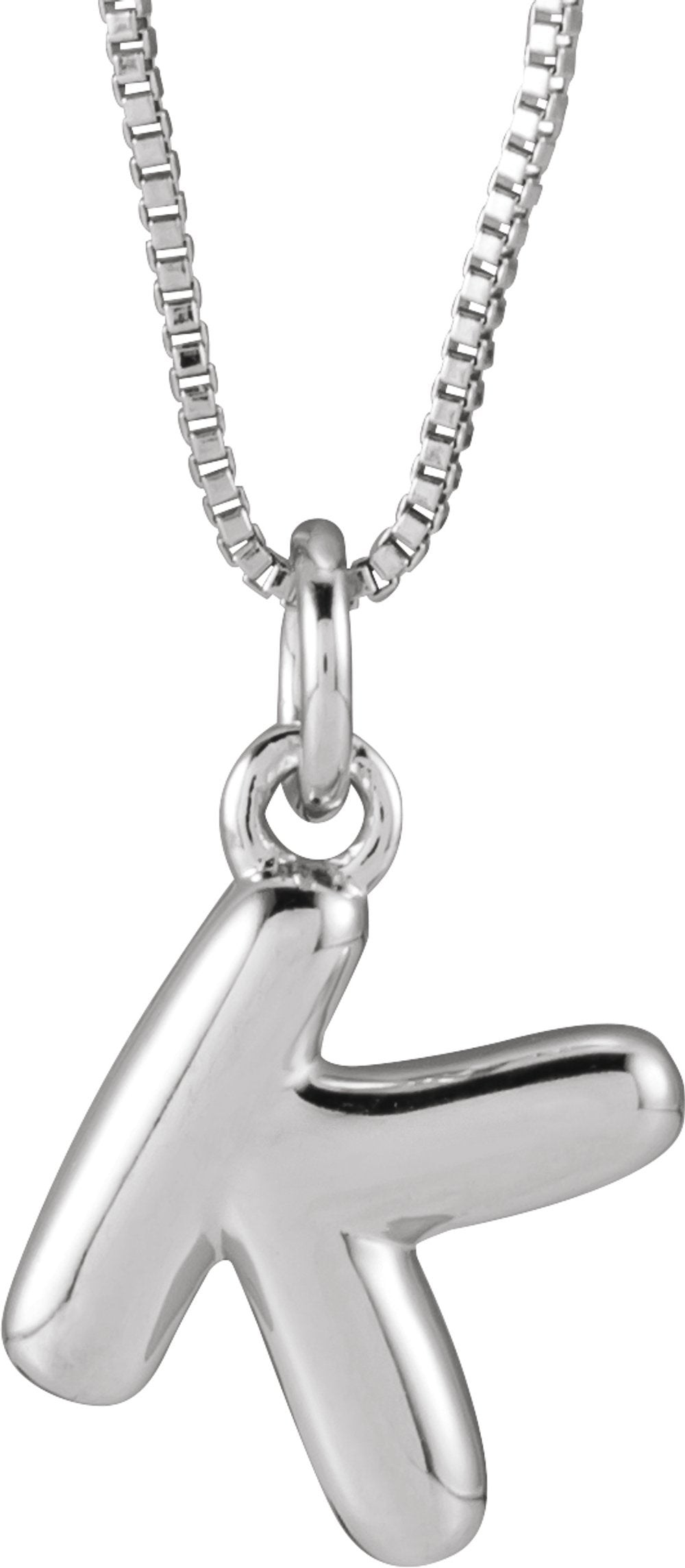 Sterling Silver Bubble Initial K 18" Necklace