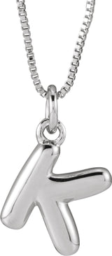 Sterling Silver Bubble Initial K 18" Necklace