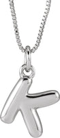 Sterling Silver Bubble Initial K 18" Necklace