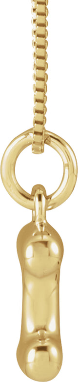 14K Yellow Gold Bubble Initial I 18" Necklace