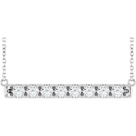 14K White Gold 3/4 CTW Lab-Grown Diamond Bar 18" Necklace