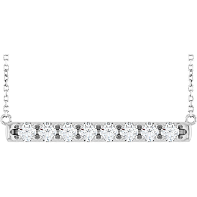 14K White Gold 3/4 CTW Lab-Grown Diamond Bar 18" Necklace