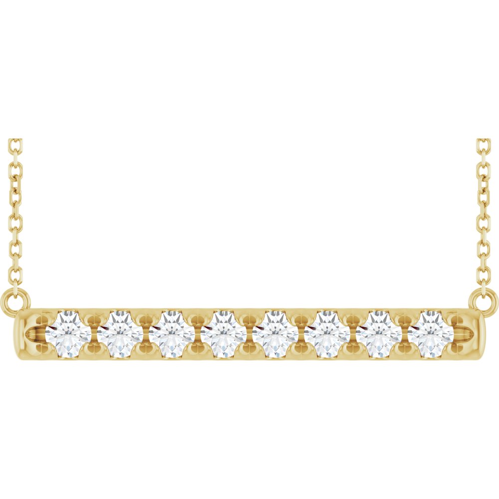 14K Yellow Gold 3/4 CTW Lab-Grown Diamond Bar 18" Necklace