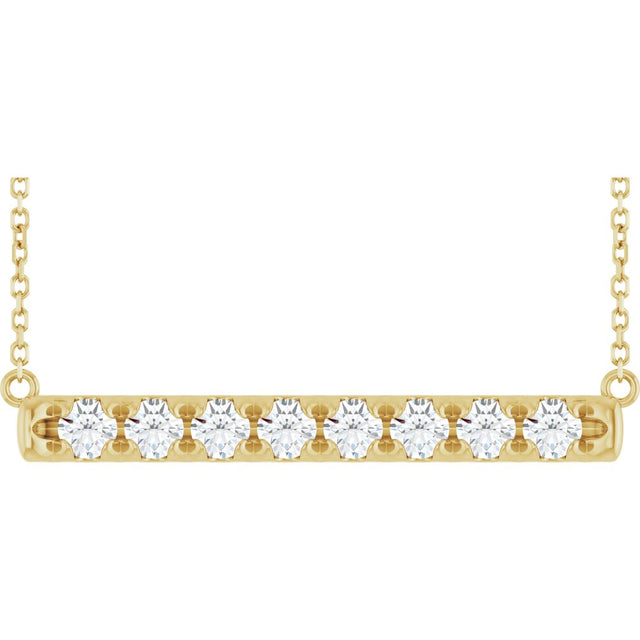 14K Yellow Gold 3/4 CTW Lab-Grown Diamond Bar 18" Necklace
