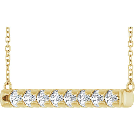 14K Yellow Gold 3/4 CTW Lab-Grown Diamond Bar 18" Necklace