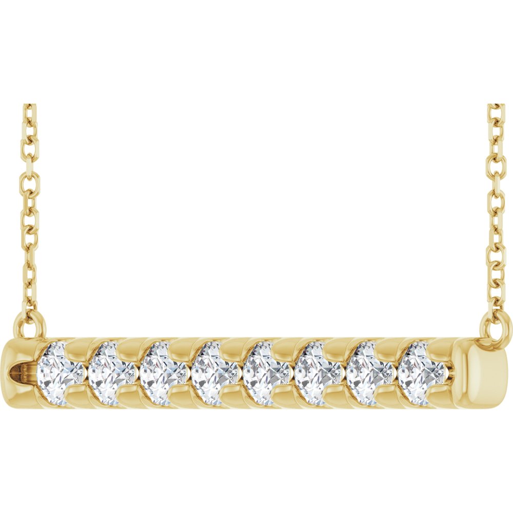 14K Yellow Gold 3/4 CTW Lab-Grown Diamond Bar 18" Necklace