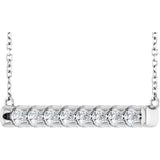 14K White Gold 3/4 CTW Lab-Grown Diamond Bar 18" Necklace