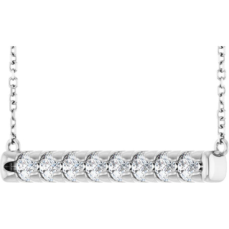 14K White Gold 3/4 CTW Lab-Grown Diamond Bar 18" Necklace