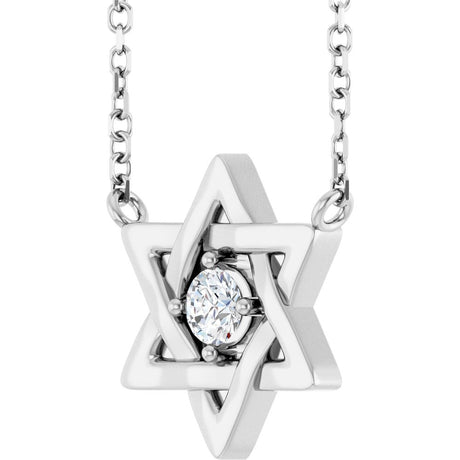 14K White Gold 1/10 CT Lab-Grown Diamond Star of David 18" Necklace 