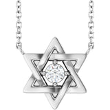14K White Gold 1/10 CT Lab-Grown Diamond Star of David 18" Necklace 