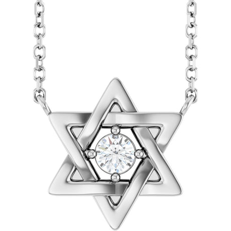14K White Gold 1/10 CT Lab-Grown Diamond Star of David 18" Necklace 