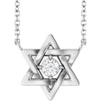 14K White Gold 1/10 CT Lab-Grown Diamond Star of David 18" Necklace 