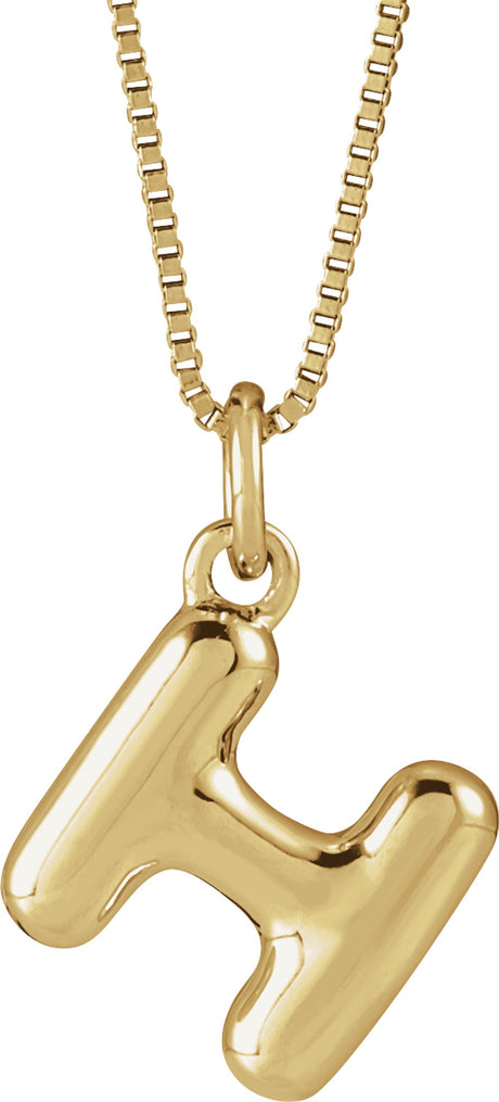 14K Yellow Gold Vermeil Bubble Initial H 18" Necklace