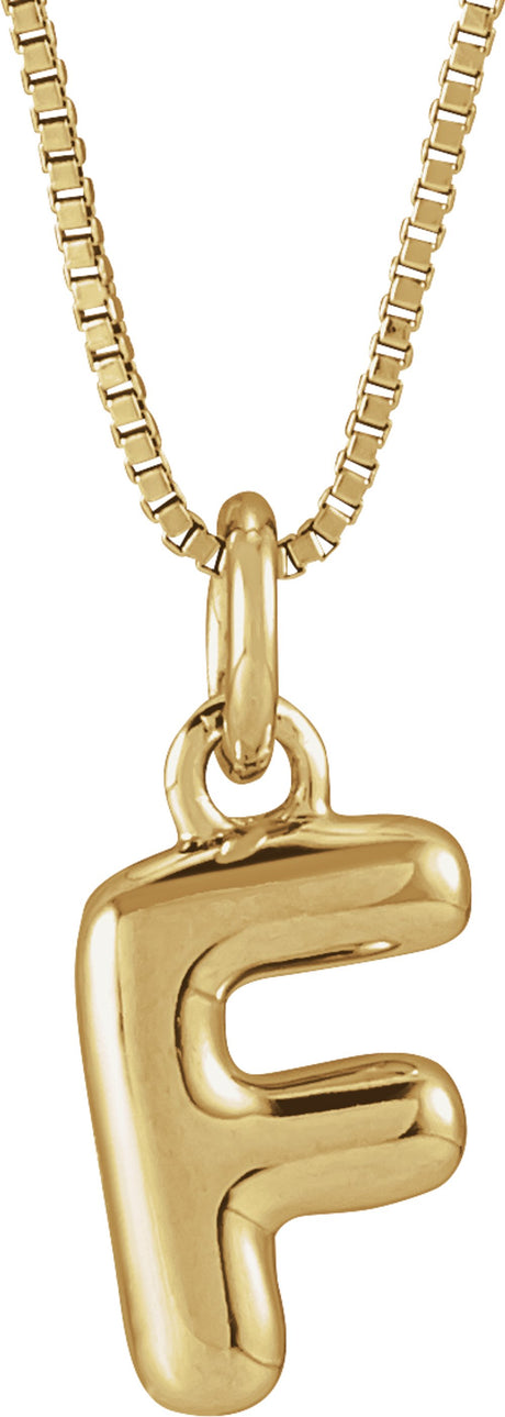 14K Yellow Gold Vermeil Bubble Initial F 18" Necklace