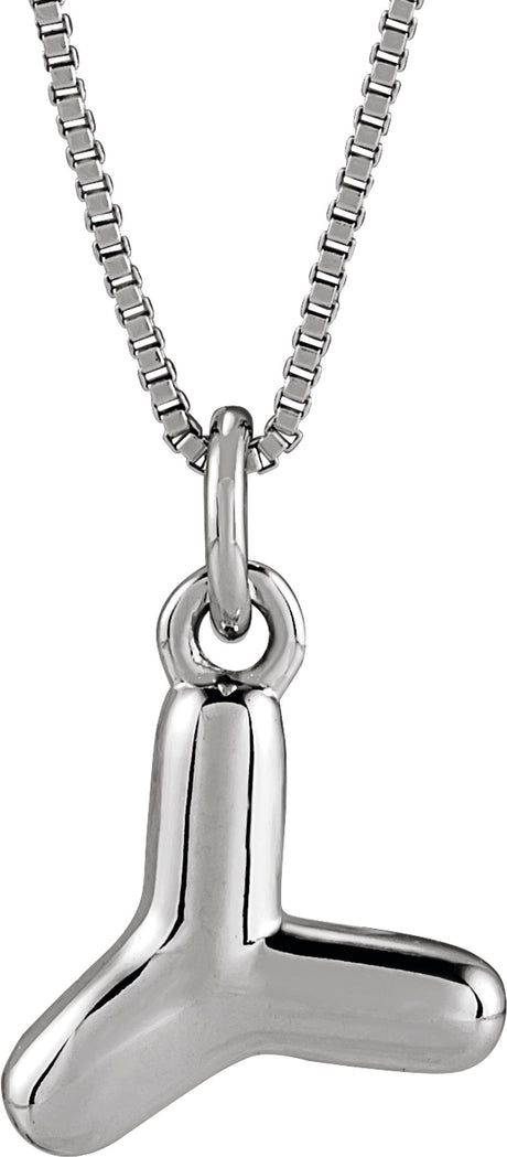 Sterling Silver Bubble Initial Y 18" Necklace