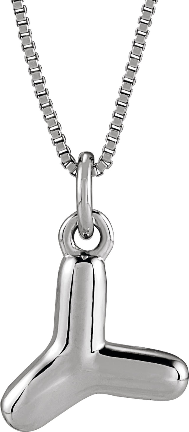 Sterling Silver Bubble Initial Y 18" Necklace