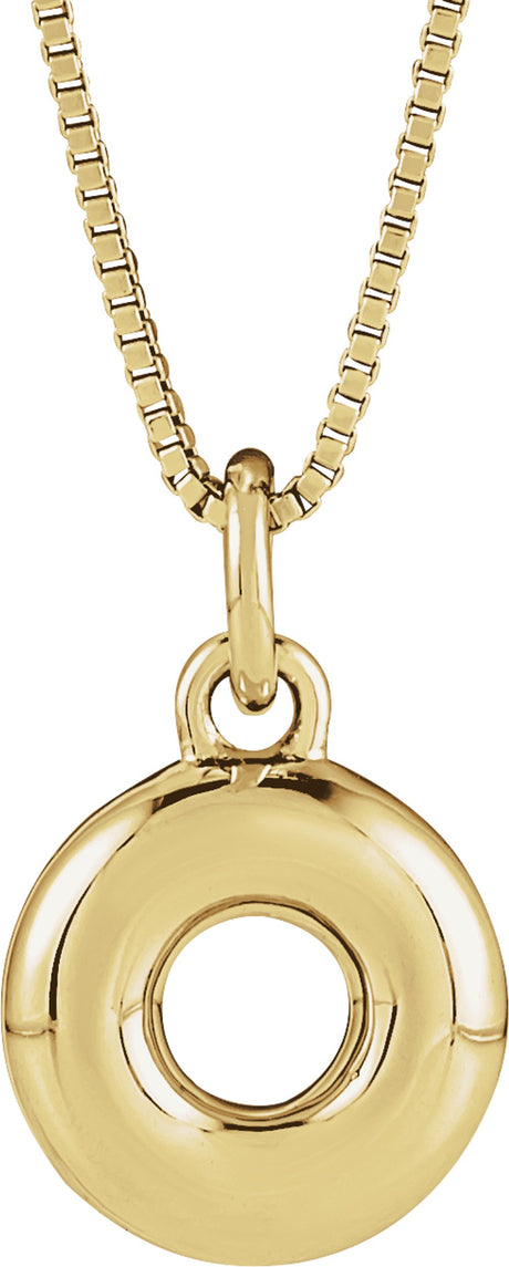 14K Yellow Gold Vermeil Bubble Initial O 18" Necklace