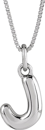 Sterling Silver Bubble Initial J 18" Necklace