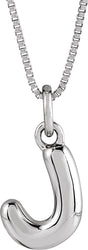 Sterling Silver Bubble Initial J 18" Necklace