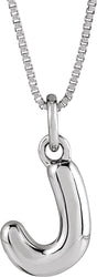 14K White Gold Bubble Initial J 18" Necklace