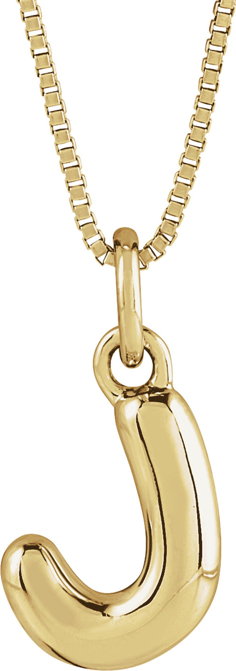 14K Yellow Gold Bubble Initial J 18" Necklace