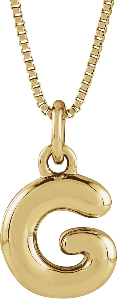 14K Yellow Gold Bubble Initial G 18" Necklace